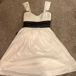 White and black masquerade silk dress size small